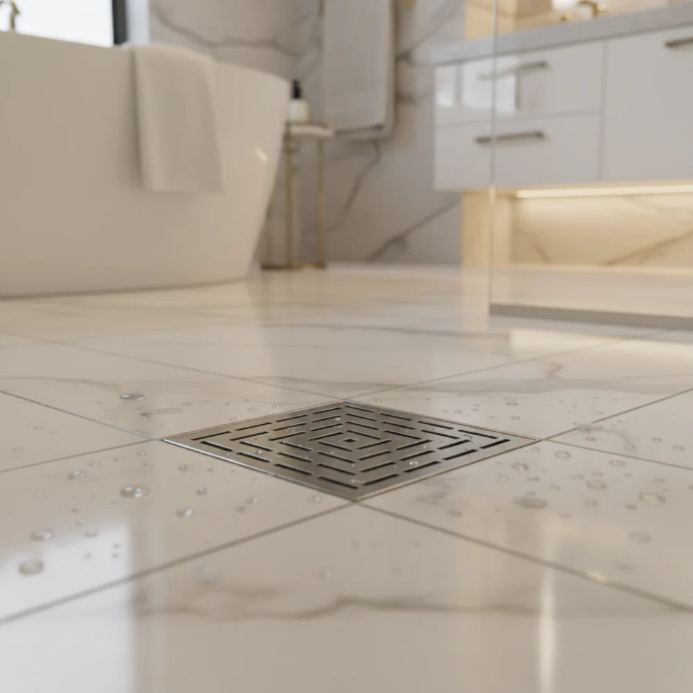 Line Pattern Stainless Steel Square Floor Waste & Drain