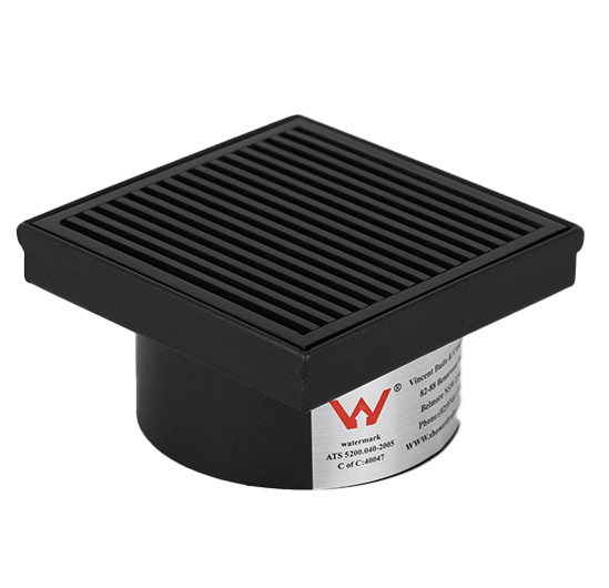 Heelguard Black Stainless Steel Floor Waste & Drain - 115 x 115mm