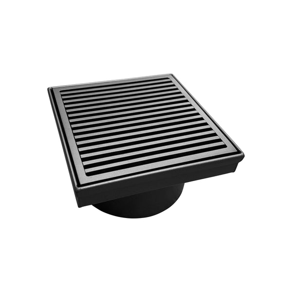 Black Stainless Steel Heelguard Pattern Drain Floor Waste - 115mm x 115mm - Steel Builders