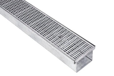Galvanised External Box Grate & Channel - Heelguard Pattern - 125mm x 80mm - Steel Builders