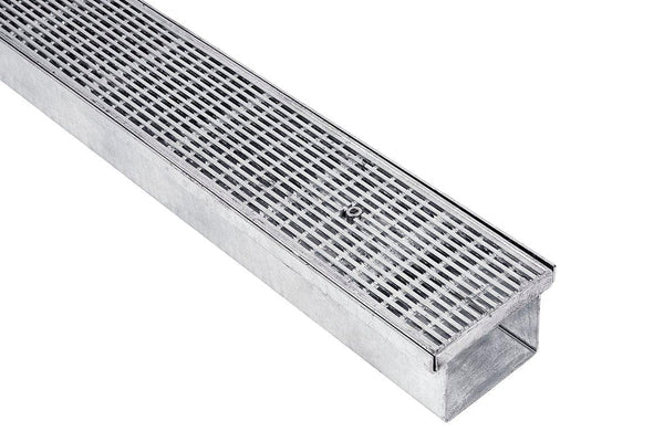 Galvanised External Box Grate & Channel - Heelguard Pattern - 150mm x 125mm - Steel Builders