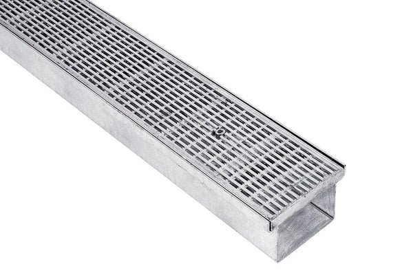 Galvanised External Box Grate & Channel - Heelguard Pattern - 300mm x 170mm - Steel Builders