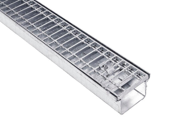 Galvanised External Box Grate & Channel - Traditional Pattern - 125mm x 80mm - Steel Builders
