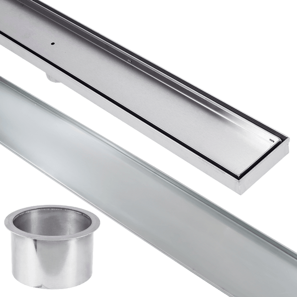 Stainless Steel Shower Drain & Grate (100mm x 30mm Wide) - Tile Insert - Steel Builders