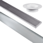 Stainless Steel Shower Drain & Grate (70mm x 25mm Wide) - Heelguard Pattern - Steel Builders