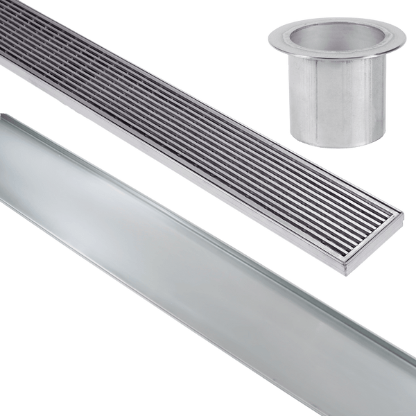 Stainless Steel Shower Drain & Grate (70mm x 25mm Wide) - Heelguard Pattern - Steel Builders