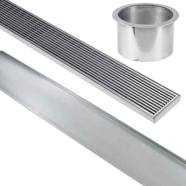 Stainless Steel Shower Drain & Grate (70mm x 25mm Wide) - Heelguard Pattern - Steel Builders