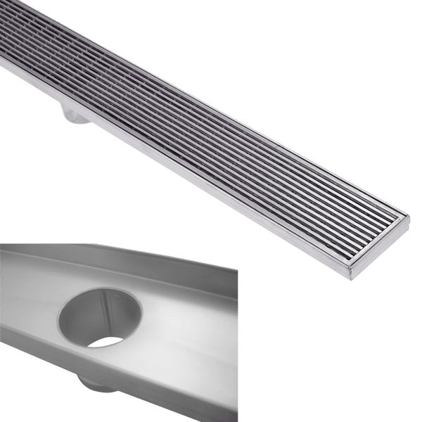 Stainless Steel Shower Drain & Grate (70mm x 25mm Wide) - Heelguard Pattern - Steel Builders