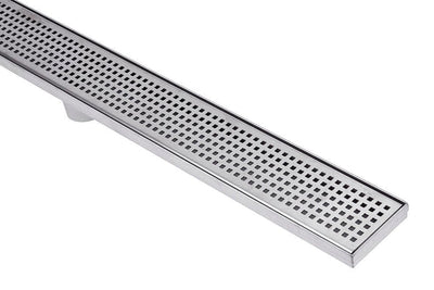 Stainless Steel Shower Drain & Grate (70mm x 25mm Wide) - Square Pattern - Steel Builders