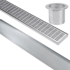 Stainless Steel Shower Drain & Grate (85mm x 20mm Wide) - Lines Pattern - Steel Builders