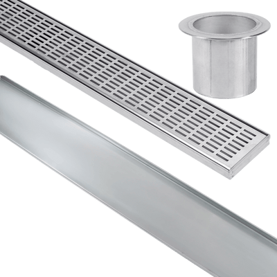 Stainless Steel Shower Drain & Grate (85mm x 20mm Wide) - Lines Pattern - Steel Builders
