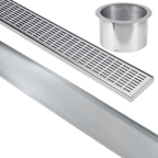 Stainless Steel Shower Drain & Grate (85mm x 20mm Wide) - Lines Pattern - Steel Builders
