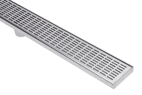 Stainless Steel Shower Drain & Grate (85mm x 20mm Wide) - Lines Pattern - Steel Builders