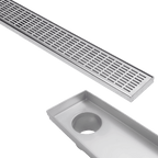 Stainless Steel Shower Drain & Grate (85mm x 20mm Wide) - Lines Pattern - Steel Builders