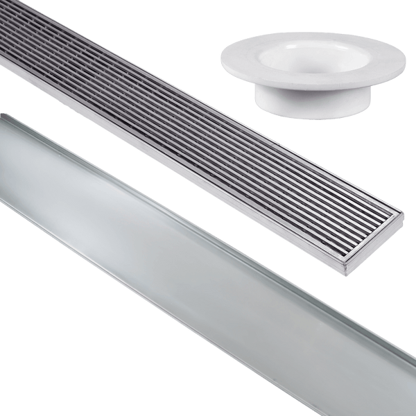 Stainless Steel Shower Drain & Grate (85mm x 22mm Wide) - Heelguard Pattern - Steel Builders