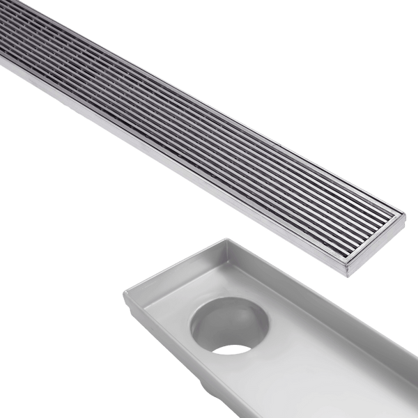 Stainless Steel Shower Drain & Grate (85mm x 22mm Wide) - Heelguard Pattern - Steel Builders
