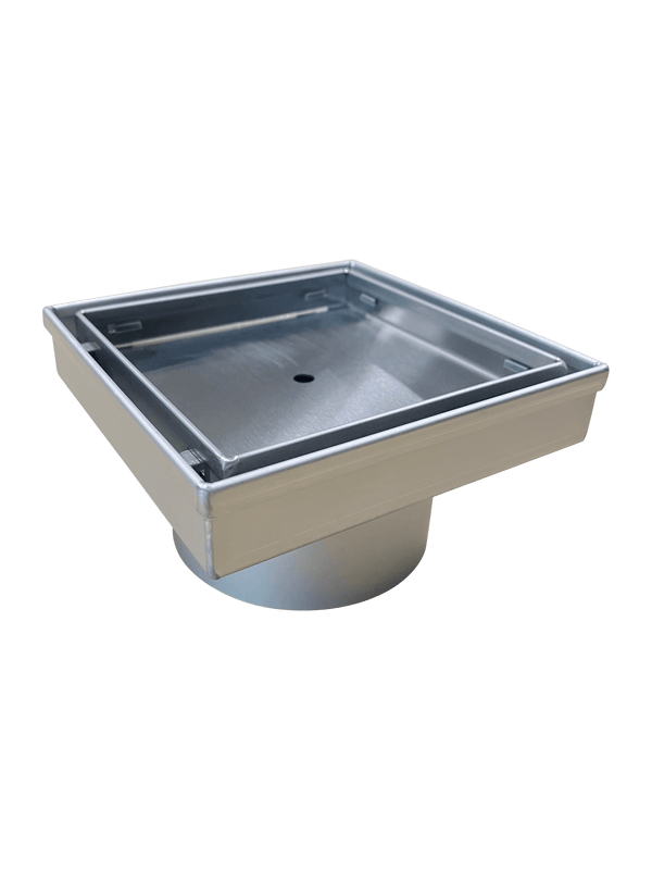 Stainless Steel Tile Insert Drain Floor Wastes - 115mm x 115mm - Steel Builders